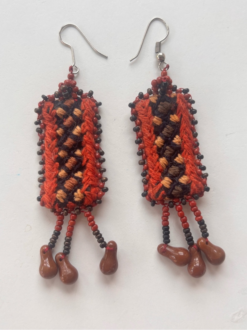 Handmade Embroidered Beaded Earrings